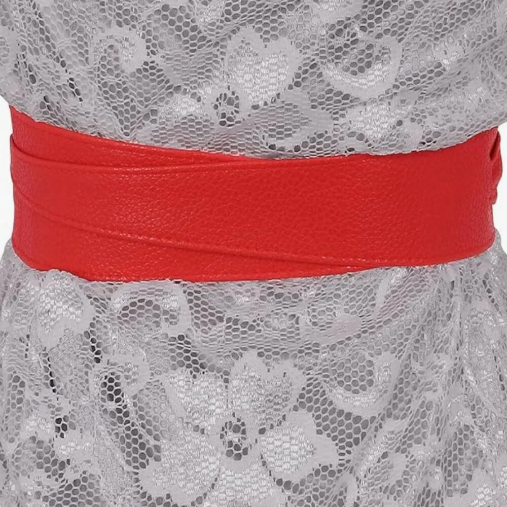PU Leather Self Tie Wrap Belt